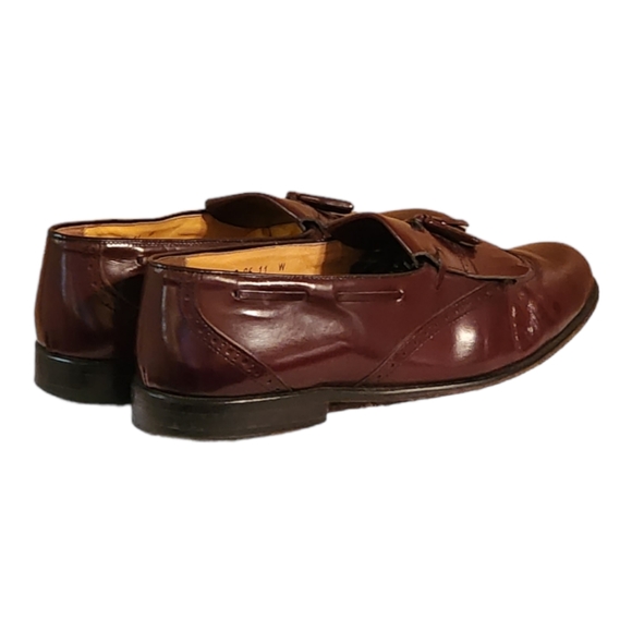 Men Vintage Leather Burgundy Slip On Tassel Shoes by Perry Ellis Size 11W - Picture 6 of 10